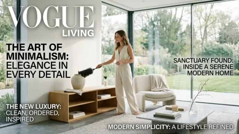 For this article, select a creative concept directly related to the topic, and create visuals with cinematic quality and the aesthetic of an editorial magazine cover, ensuring each composition is unique and distinct. The visuals must be in landscape format, with a 16:9 aspect ratio, and feature a wide, horizontal composition—vertical or square formats are strictly prohibited. Wide landscape format only, no portrait, no square.“1. Düzenli Temizlik”